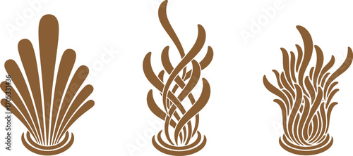 Elegant decorative flourishes with intricate organic shapes in warm brown tones