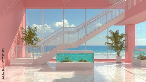 Seaside Resort Interior with Ocean View