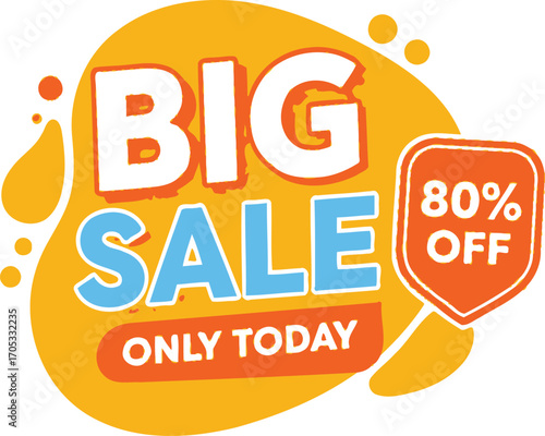 Exciting big sale announcement with 80% off offer, promoting limited-time shopping deal