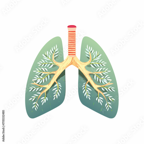 Lungs Depicted as Branches of a Tree.