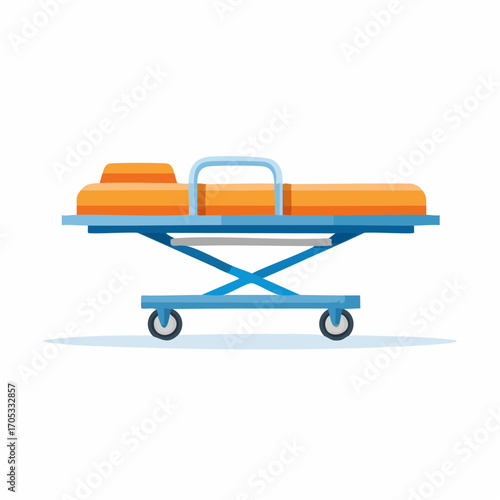 Orange Medical Stretcher on Wheels.