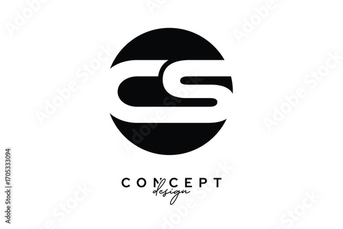 CS Creative Negative Space Circle Monogram Logo Design