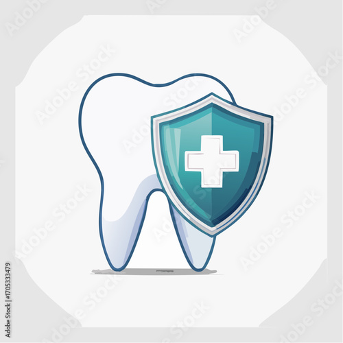 Protected Tooth with Shield Icon for Dental Health.