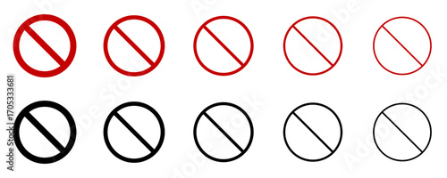 No Sign Icon. Red Crossed Circle Vector Design. stock illustration