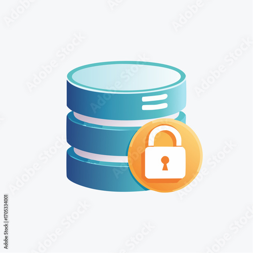 Secure Database Icon with Lock Symbol.