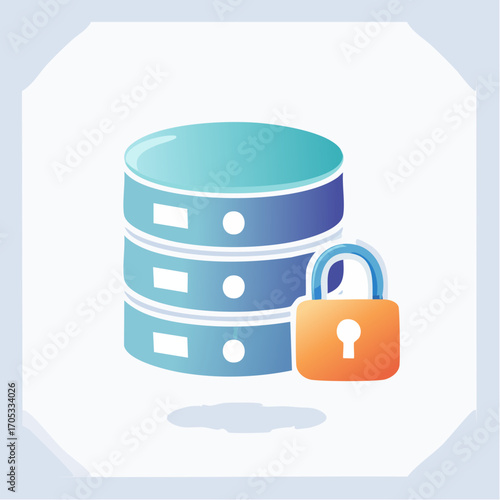 Secure Database Icon with Padlock.