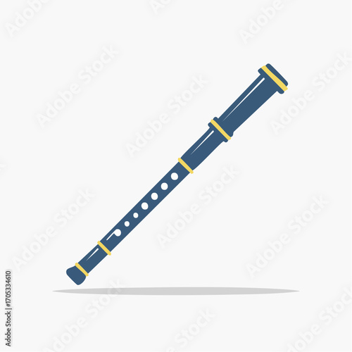 Simple Illustration of a Dark Blue Flute.