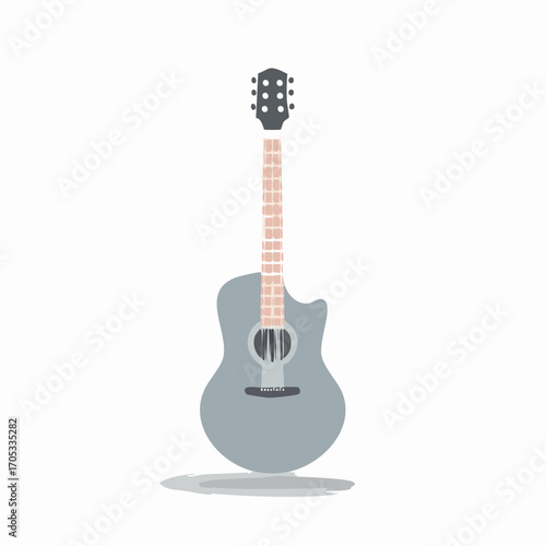 Simple Illustration of a Light Gray Acoustic Guitar.