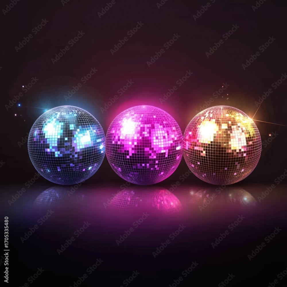 Obraz premium An artistic arrangement of glowing, colorful spheres against a dark backdrop, reflecting abstract creativity and style