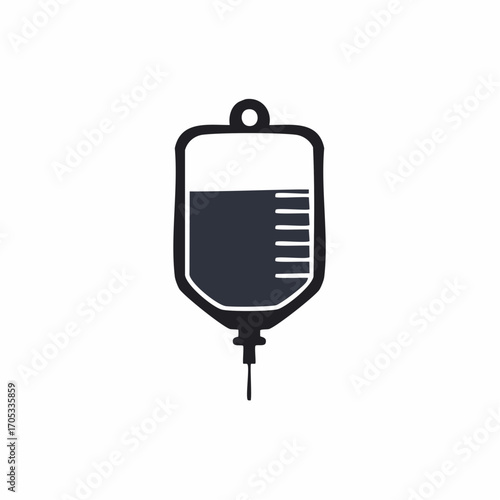 Simple Medical IV Fluid Bag Illustration.