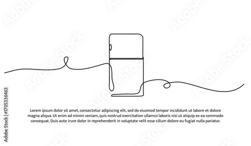 One line of refrigerator. Abstract minimal continuous line.