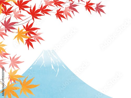 紅葉と富士山の和風フレーム