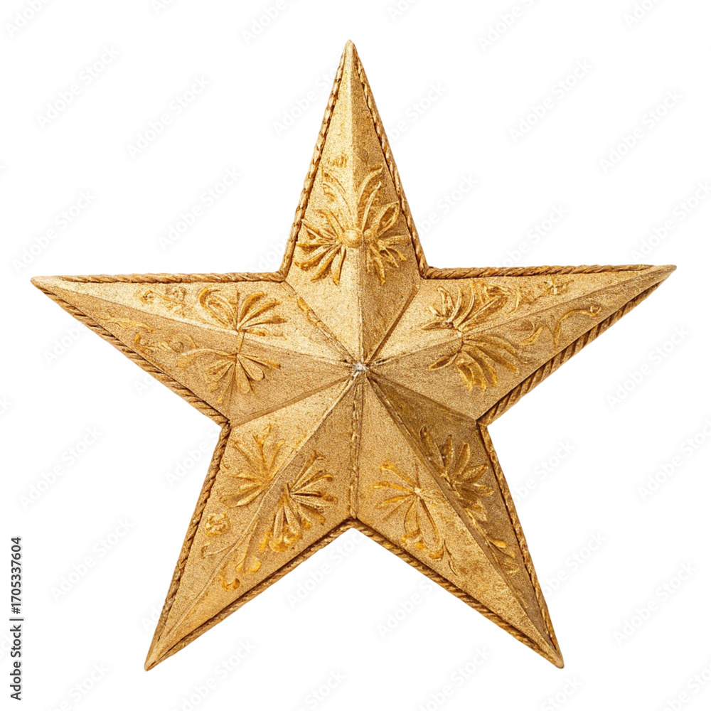 Fototapeta premium Golden Textured Christmas Star isolated on transparent background 