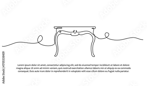 One line of table. Abstract minimal continuous line.