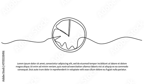 One line of clock. Abstract minimal continuous line.