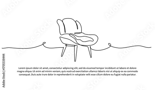 One line of sofa chair. Abstract minimal continuous line.
