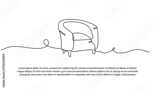 One line of sofa chair. Abstract minimal continuous line.