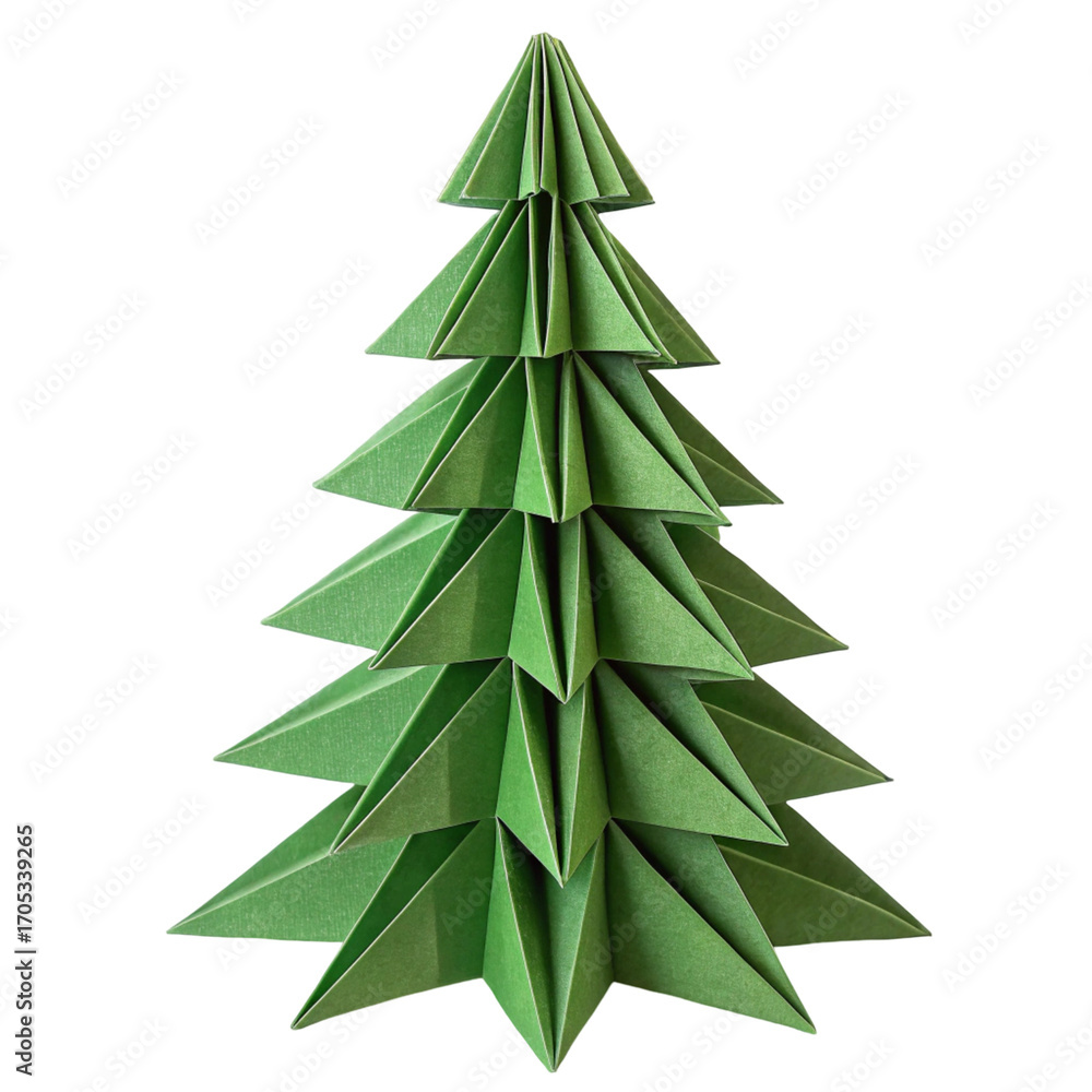 Obraz premium Origami Christmas Tree isolated on transparent background 
