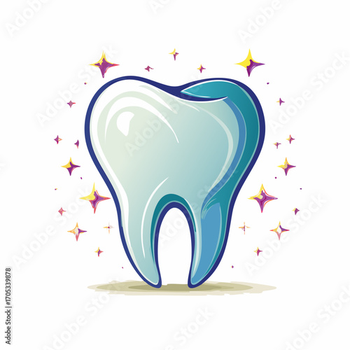Sparkling Healthy Tooth Illustration.