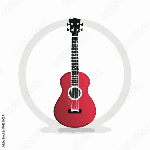 Stylized Red and Black Ukulele Silhouette.