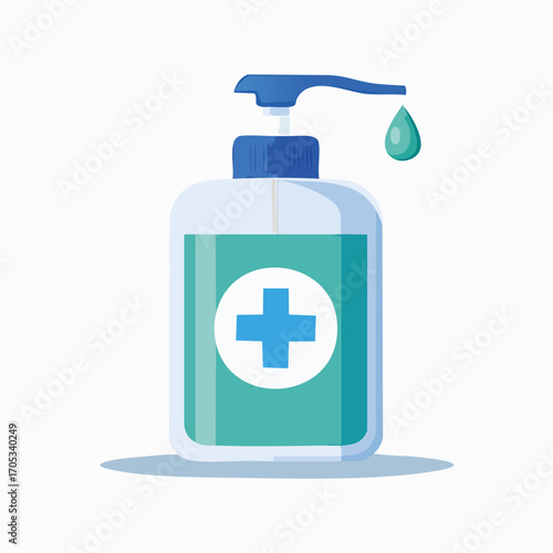 Teal Hand Sanitizer Bottle with Dispensing Top.