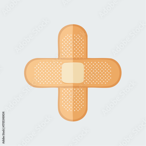 Two Adhesive BandAids Crossed in a Plus Shape.
