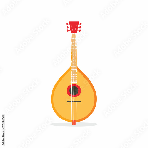 Vibrant OrangeYellow PearShaped Stringed Instrument.