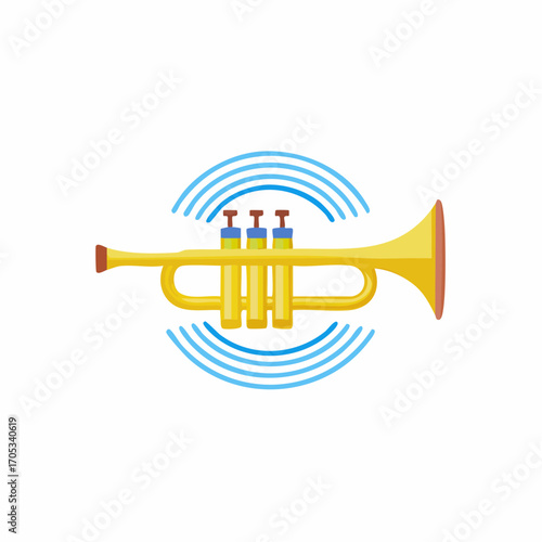 Vibrant Yellow Trumpet with Sound Waves 1.