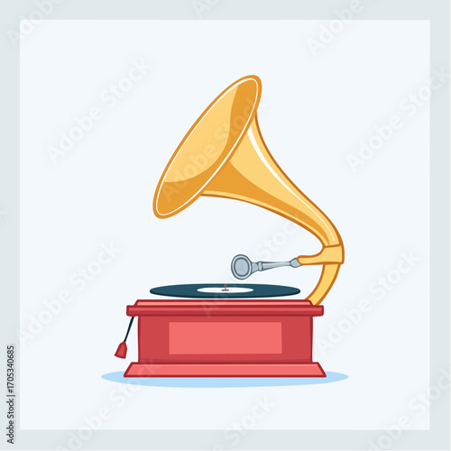 Vintage Gold Horn Record Player.