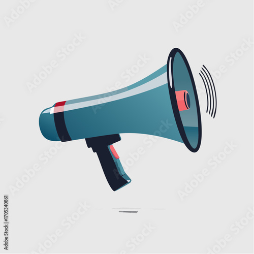 White Megaphone with Sound Waves.