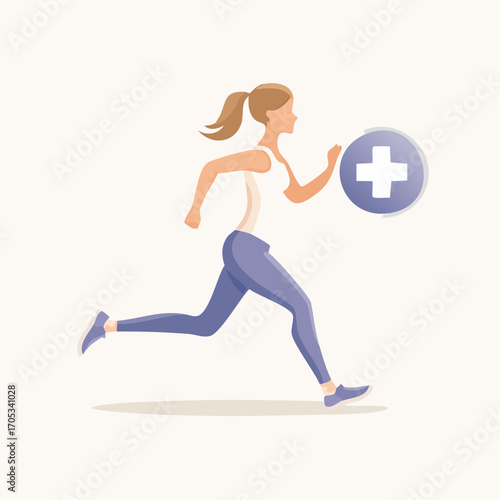 Woman Running with Progress Indicator.