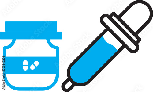 Eye dropper icon symbols. Vector illustration. Glue icon or logo isolated sign symbol vector. Medicine bottle icon illustration set with . dropper outline vector icon illustration isolated design for 