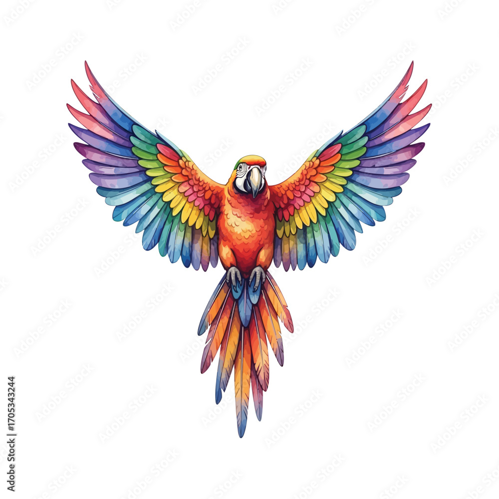 Fototapeta premium Vibrant watercolor 3d parrot illustration vector art scalable eps icon vector