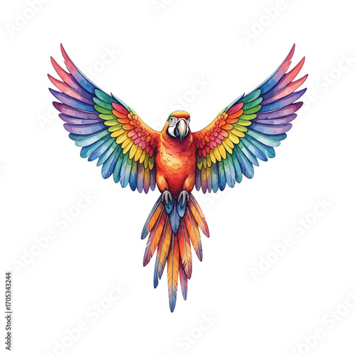 Vibrant watercolor 3d parrot illustration vector art scalable eps icon vector