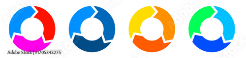 Circle charts with 3 segments - vector illustration