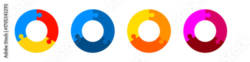 Jigsaw puzzle circle diagram with 3 elements. set
