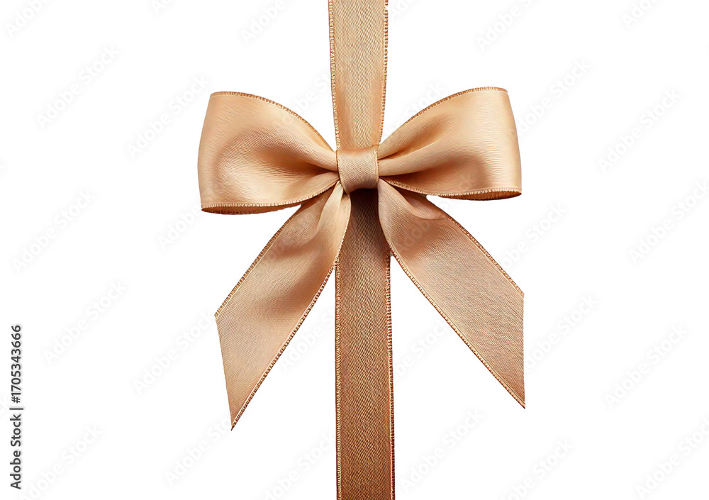 Fototapeta premium Beige ribbon bow isolated on transparent or white background