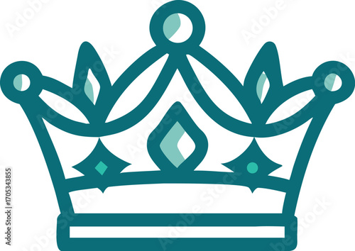 Teal Crown Icon with Diamond Accents royal king style vector illustration EPS file download