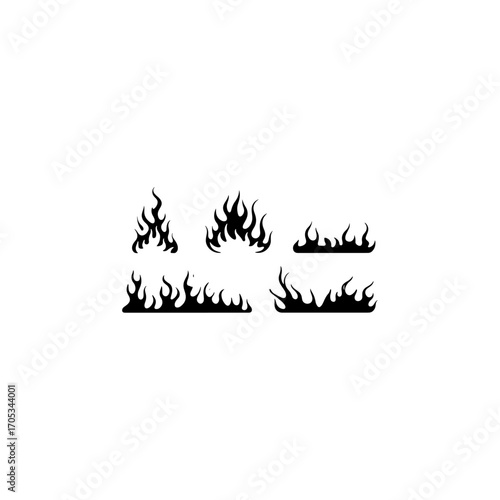 Silhouette fire flame set