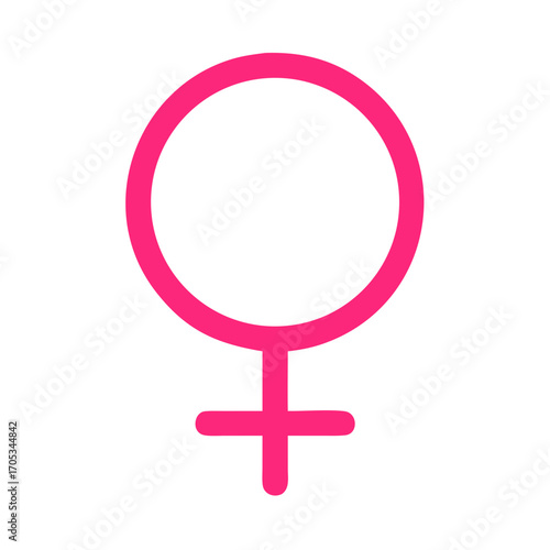 Bright Pink Female Gender Symbol Icon - Woman, Girl Power, and Feminism Concept Vector
