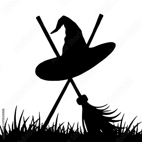 witch broom & hat banner