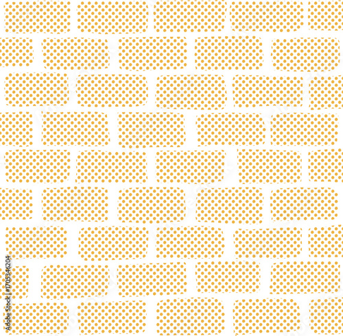 黄色いハーフトーンのレンガ模様の背景　Adobe Illustrator Artwork