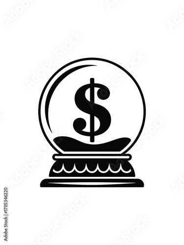 Crystal ball with dollar sign inside predicting financial future