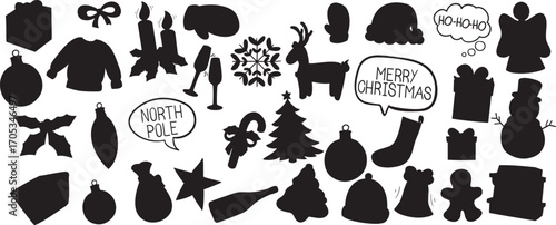 christmas doodle vector, holiday icons design, christmas tree doodle, santa claus sketch, xmas ornament outline, holiday bell doodle, christmas gift icon, snowflake doodle art, festive elements design
