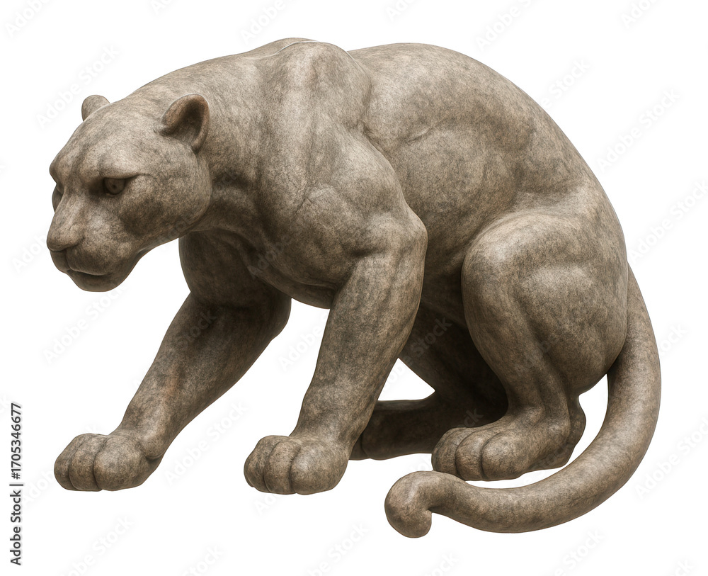 Fototapeta premium Stone figurine of a crouching panther
