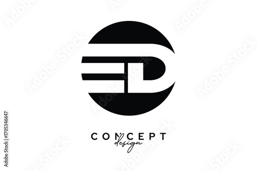 ED Creative Negative Space Circle Monogram Logo Design
