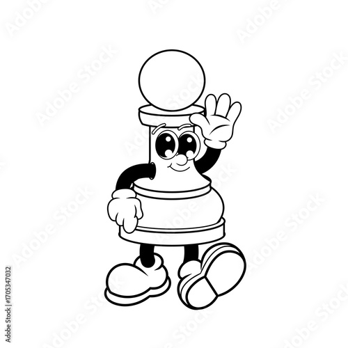 Retro character design from chess pawn friendly outline
