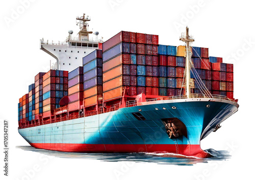 Container ship carrying container for import and export, business logistic and transportation