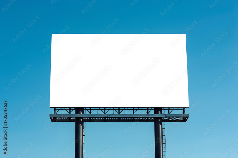 Obraz premium Blank billboard against a clear blue sky