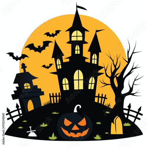 Halloween background with pumpkins